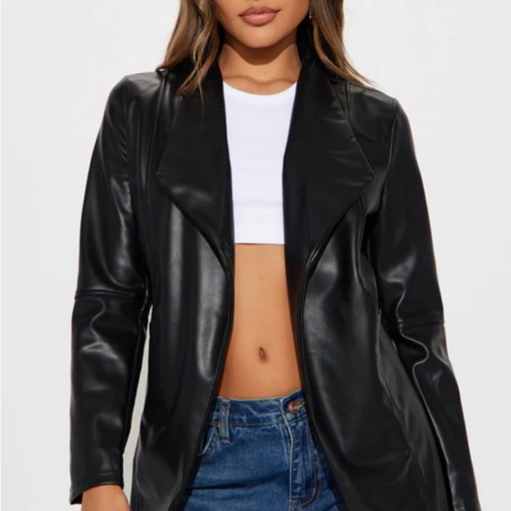 Black Faux Leather Blazer (NWT)
